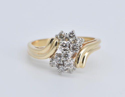 14K 0.38 Ctw Natural Diamond Vintage Cluster Ring Yellow Gold