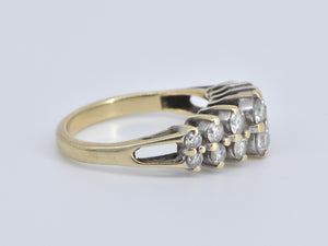 14K 0.88 Ctw Natural Diamond Vintage Graduated Ring Yellow Gold