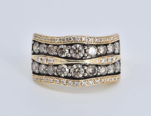 14K 2.25 Ctw LeVian Natural Diamond Double Row Ring Yellow Gold