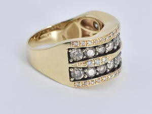 14K 2.25 Ctw LeVian Natural Diamond Double Row Ring Yellow Gold