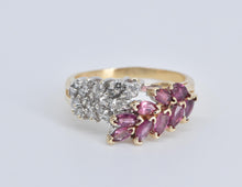 Load image into Gallery viewer, 14K Marquise Ruby Natural Diamond Wavy Ring Yellow Gold