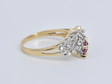 Load image into Gallery viewer, 14K Marquise Ruby Natural Diamond Wavy Ring Yellow Gold
