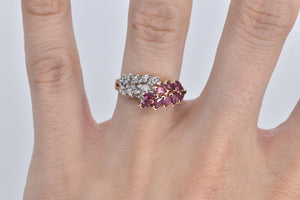 14K Marquise Ruby Natural Diamond Wavy Ring Yellow Gold