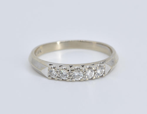 14K 0.30 Ctw Classic Diamond Wedding Band Ring White Gold