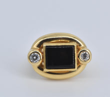 Load image into Gallery viewer, 18K Square Black Onyx 0.30 Ctw Natural Diamond Ring Yellow Gold