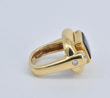 Load image into Gallery viewer, 18K Square Black Onyx 0.30 Ctw Natural Diamond Ring Yellow Gold