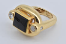 Load image into Gallery viewer, 18K Square Black Onyx 0.30 Ctw Natural Diamond Ring Yellow Gold