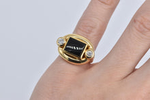 Load image into Gallery viewer, 18K Square Black Onyx 0.30 Ctw Natural Diamond Ring Yellow Gold