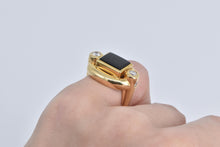 Load image into Gallery viewer, 18K Square Black Onyx 0.30 Ctw Natural Diamond Ring Yellow Gold