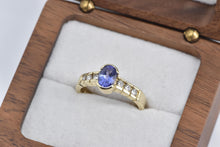 Load image into Gallery viewer, 14K Oval Tanzanite Diamond Vintage Fashion Ring Yellow Gold