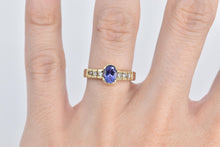 Load image into Gallery viewer, 14K Oval Tanzanite Diamond Vintage Fashion Ring Yellow Gold