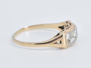 14K 1930's Art Deco Diamond Wedding Band Ring Yellow Gold