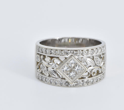 14K 0.67 Ctw Natural Diamond Vine Statement Band Ring White Gold