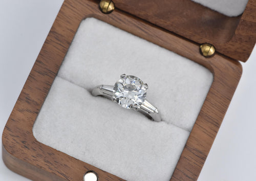 Platinum 3.17 Ct Old European Cut Diamond Engagement Ring