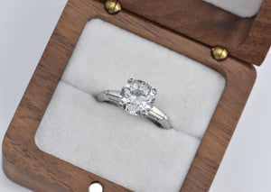 Platinum 3.17 Ct Old European Cut Diamond Engagement Ring