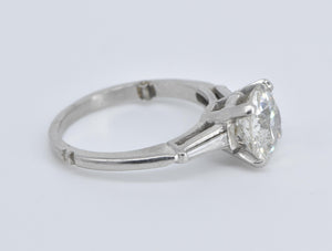 Platinum 3.17 Ct Old European Cut Diamond Engagement Ring