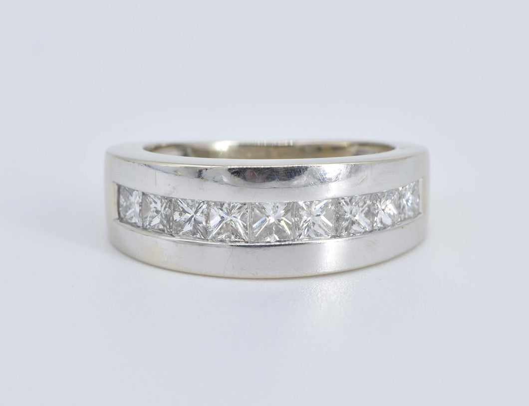 14K 2.00 Ctw Princess Natural Diamond Wedding Band Ring White Gold