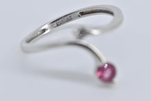 Load image into Gallery viewer, 14K Pink Topaz Diamond Freeform Wrap Bypass Ring White Gold
