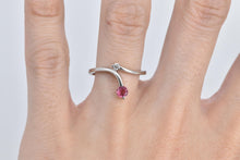Load image into Gallery viewer, 14K Pink Topaz Diamond Freeform Wrap Bypass Ring White Gold