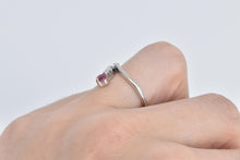 Load image into Gallery viewer, 14K Pink Topaz Diamond Freeform Wrap Bypass Ring White Gold