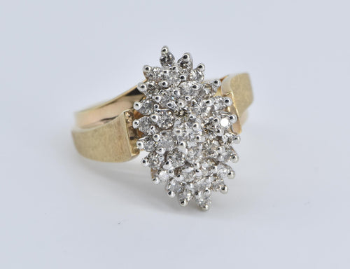 14K 0.75 Ctw Marquise Natural Diamond Cluster Ring Yellow Gold