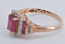Load image into Gallery viewer, 14K 1.75 Ctw Syn Ruby Diamond Halo Engagement Ring Rose Gold