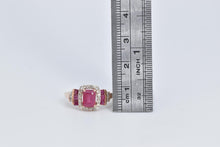 Load image into Gallery viewer, 14K 1.75 Ctw Syn Ruby Diamond Halo Engagement Ring Rose Gold