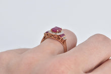 Load image into Gallery viewer, 14K 1.75 Ctw Syn Ruby Diamond Halo Engagement Ring Rose Gold
