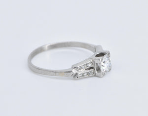 Platinum 0.63 Ctw Art Deco Natural Diamond Engagement Ring