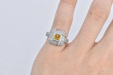 Load image into Gallery viewer, 18K 1.50 Ctw Yellow Sapphire Diamond Squared Ring White Gold