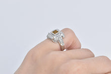 Load image into Gallery viewer, 18K 1.50 Ctw Yellow Sapphire Diamond Squared Ring White Gold