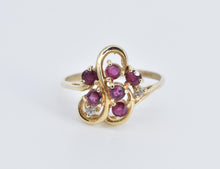 Load image into Gallery viewer, 14K 0.54 Ctw Ruby Diamond Wavy Cluster Fashion Ring Yellow Gold