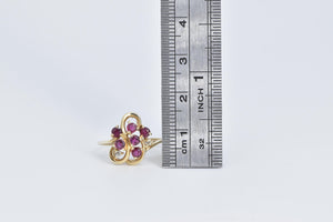 14K 0.54 Ctw Ruby Diamond Wavy Cluster Fashion Ring Yellow Gold