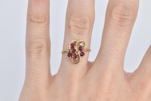 14K 0.54 Ctw Ruby Diamond Wavy Cluster Fashion Ring Yellow Gold