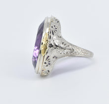 Load image into Gallery viewer, 14K Art Deco Amethyst Elaborate Statement Ring White Gold