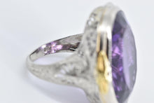 Load image into Gallery viewer, 14K Art Deco Amethyst Elaborate Statement Ring White Gold