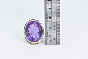 14K Art Deco Amethyst Elaborate Statement Ring White Gold