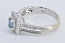 Load image into Gallery viewer, 14K Emerald Cut Blue Topaz Natural Diamond Halo Ring White Gold