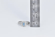 Load image into Gallery viewer, 14K Emerald Cut Blue Topaz Natural Diamond Halo Ring White Gold