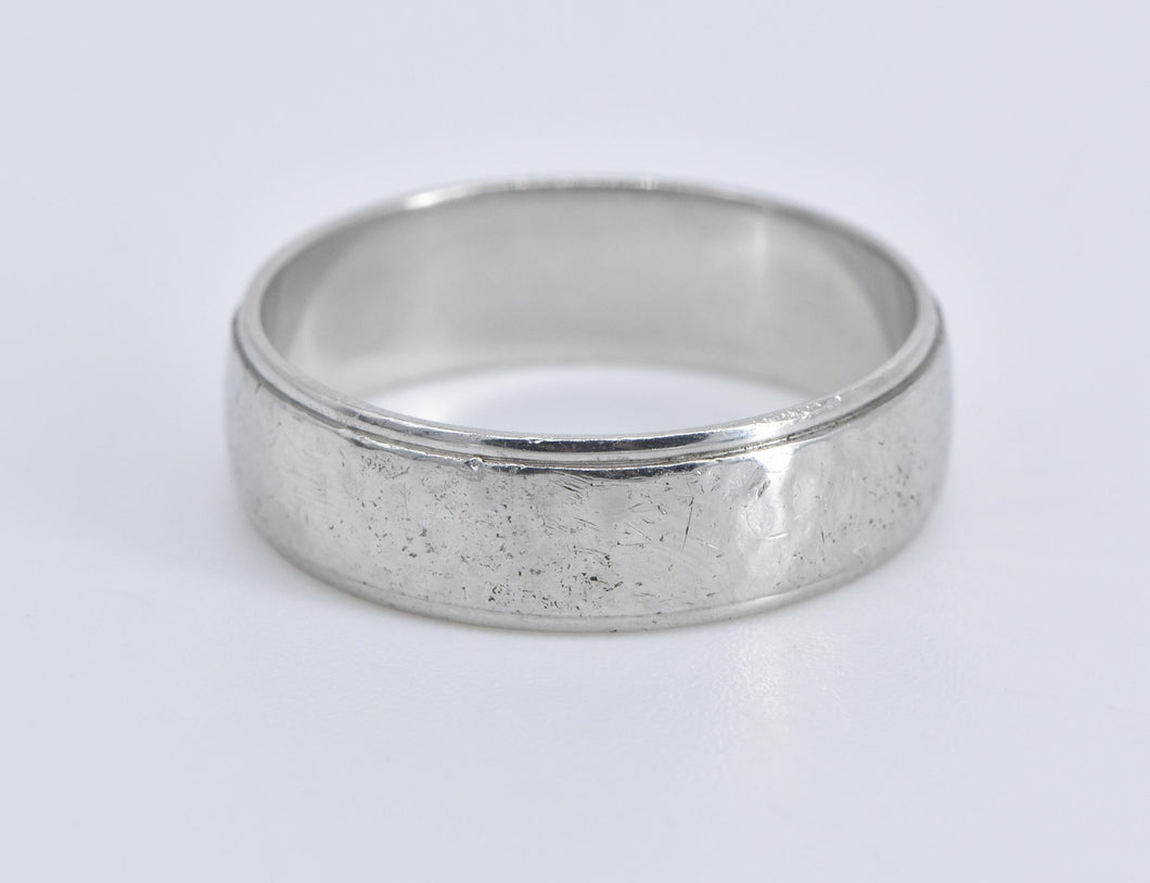 Platinum 5.9mm Hammered Classic Wedding Band Ring