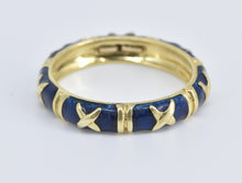Load image into Gallery viewer, 18K Diamond X Criss Cross Enamel Statement Band Ring Yellow Gold