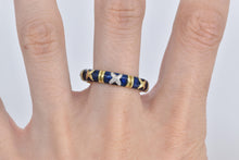 Load image into Gallery viewer, 18K Diamond X Criss Cross Enamel Statement Band Ring Yellow Gold
