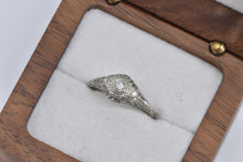 Load image into Gallery viewer, 18K Art Deco Filigree Diamond Promise Engagement Ring White Gold