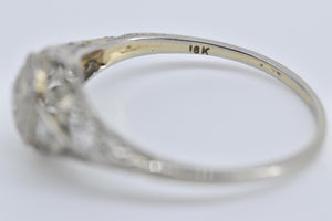 18K Art Deco Filigree Diamond Promise Engagement Ring White Gold