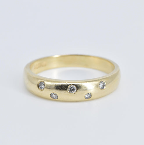 14K Diamond Rounded Fashion Stacking Band Ring Yellow Gold