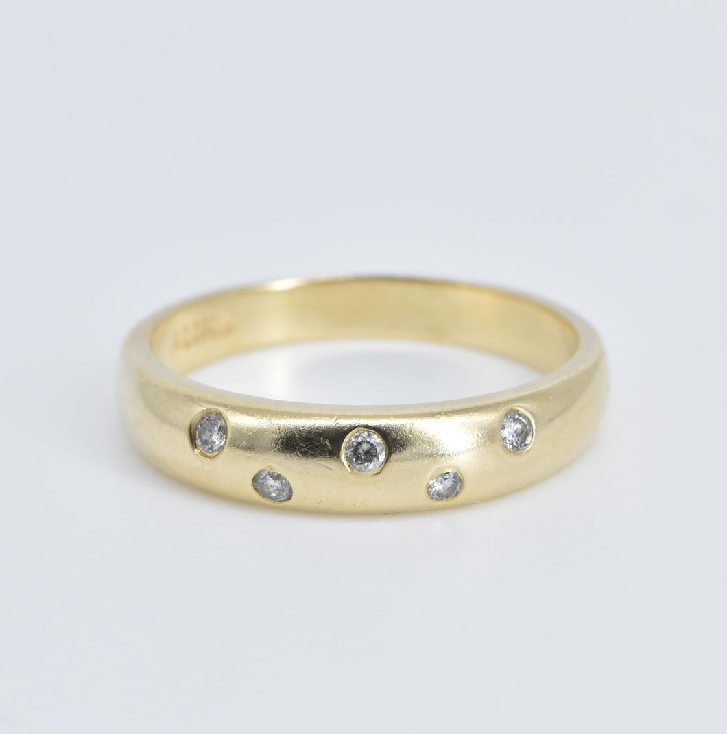 14K Diamond Rounded Fashion Stacking Band Ring Yellow Gold