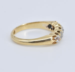 18K Vintage Natural Diamond & CZ Wedding Band Ring Yellow Gold