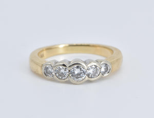 14K 0.50 Ctw Natural Diamond Five Stone Band Ring Yellow Gold