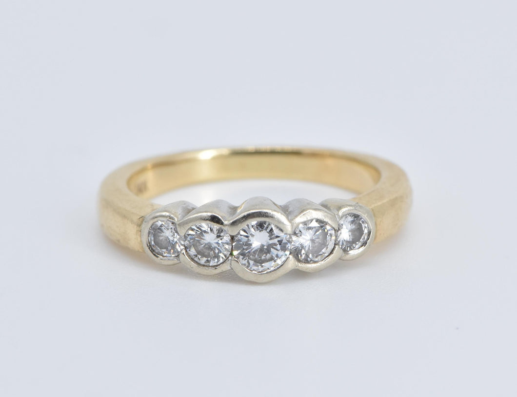14K 0.50 Ctw Natural Diamond Five Stone Band Ring Yellow Gold