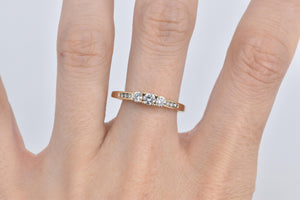14K 0.50 Ctw Three Natural Diamond Engagement Ring Yellow Gold